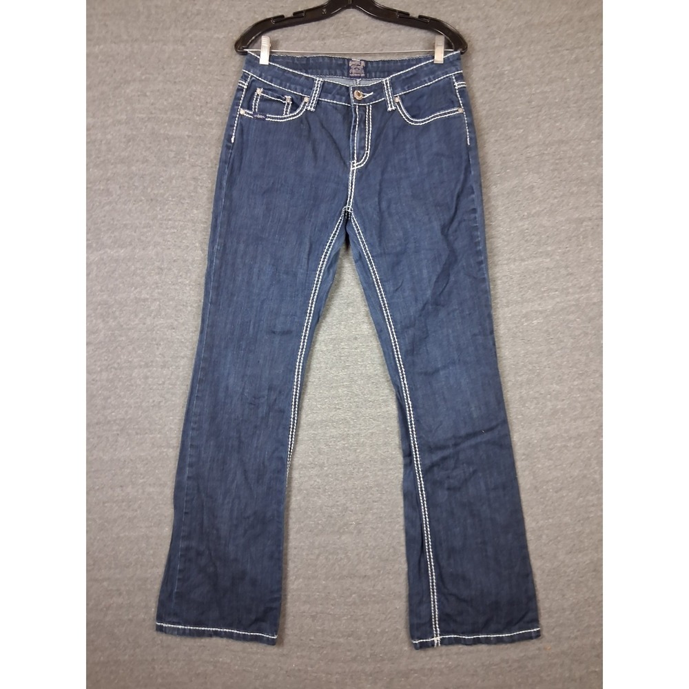 Cowgirl Up Womens Jeans 8 Blue Denim Bootcut Thick Stitch Western Rodeo Y2K Chic